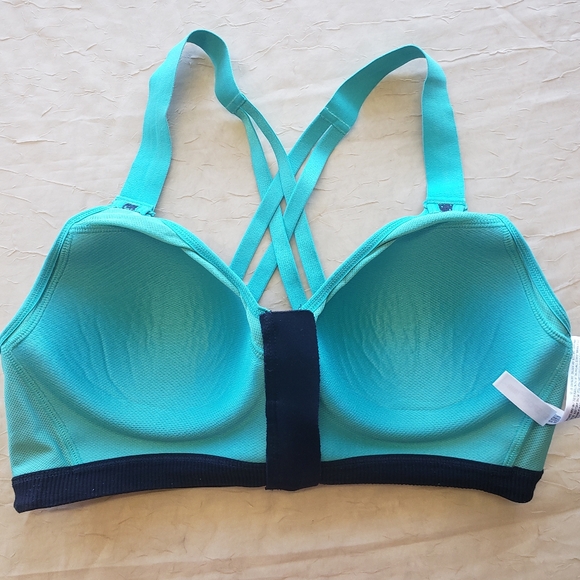 VSX Sport Victoria’s Secret Sports Teal and Black Bra Mesh Pattern Sz 38C. - Picture 9 of 16